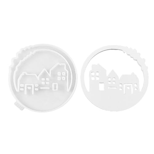 Wiclnyg Kreis-Tag-Form, Haus-Anhänger-Form | Drei verbundene Häuser im Kreis Schlüsselanhängerformen für Epoxidharz | Silikon-Anhängerformen für selbstgemachte Schmuckanhänger von Wiclnyg