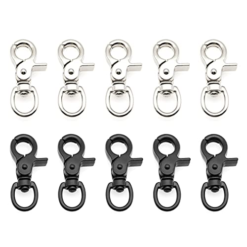 WideSmart 10 Pcs Schnapphaken mit Drehgelenk, Karabiner Schlüsselanhänger Wirbel Schnappkarabiner Karabiner Haken mit Dreh Gelenk Karabiner mit Drehkopf Haken mit Drehgelenk für Hundehalsband von WideSmart