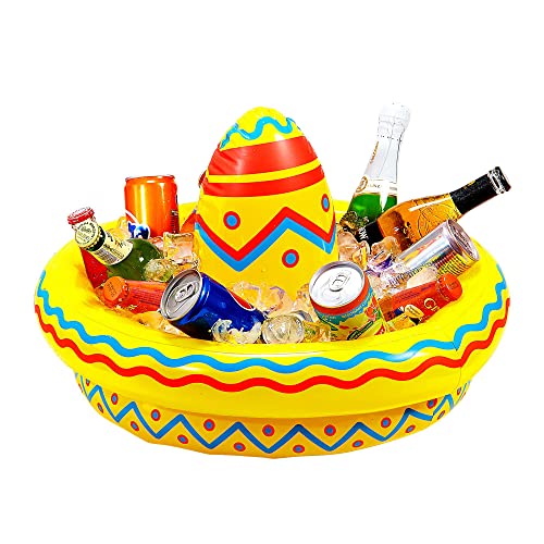 Widmann 04839 - Aufblasbarer Getränkekühler Sombrero, Durchmesser circa 50 cm, Mexiko, Motto-Party, Karneval, Pool-Party von W WIDMANN MILANO Party Fashion