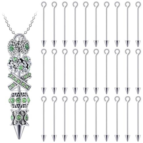 Widybord 30 Stück Lange Stabanhänger mit Ösennadeln für die Herstellung Von Ohrringen und Halsketten Aus Silber von Widybord