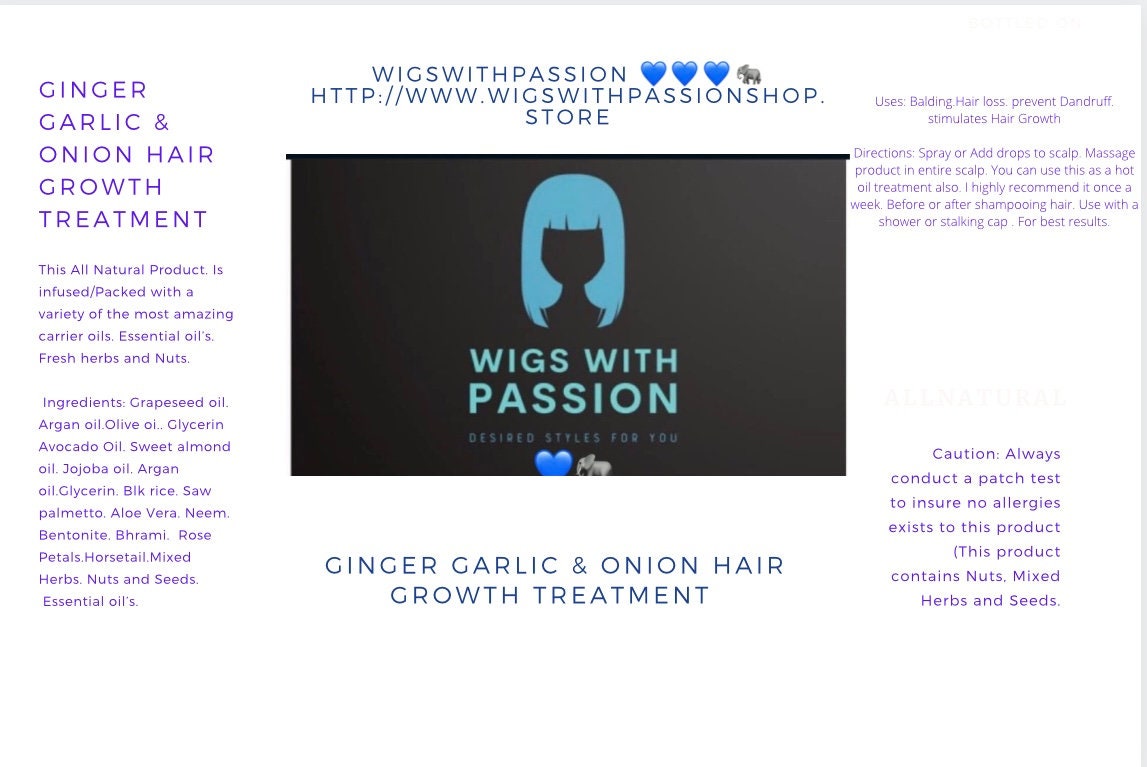 Ingwer Knoblauch Und Zwiebel Haarwuchs Behandlung von WigsWithPassionShop