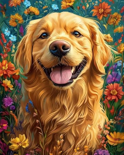 Wihgkin Kreuzstich Stickpackungen tierischer Golden Retriever 11CT Erwachsene Sticken Set,DIY Stickbilder Vorgedruckt Kreuzstich für Anfänger Home Decor （40x50cm ） von Wihgkin