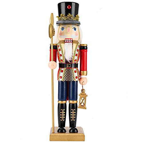 Wikay Nussknacker Soldat 35 cm Nussknacker Figur in Holz Traditionelle Weihnachtsnussknacker Figuren Klassisch Nussknacker Holzfigur Soldat Tischschmuck für Weihnachtsfest Heimdekoratio (Rot) von Wikay