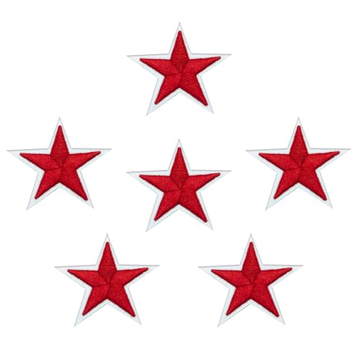Wikineon 6 x Stern-Aufnäher zum Aufbügeln, lustige 5-Sterne-Aufnäher, bestickte Applikation, Reparaturflicken, zum Aufnähen von Kleidung, Jeans, Rucksäcken, Jacken, Hosen, Hüten, Westen von Wikineon