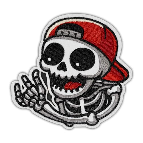 Wikineon Punk Rock Skull Patch Bügelbild Aufnähen Patch Applikation Lustige Meme Stickerei Patch für Jacken, Rucksäcke, Jeans, Kleidung, Hüte - DIY Cool Patch für Mädchen, Jungen, Kinder von Wikineon