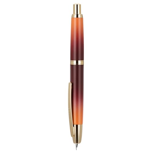 Jinhao 10 Capless Füllfederhalter mit Box, Karamell Orange Farbverlauf Einziehbare feine Feder mit Tinte Converte Set (Goldener Clip) von Wikult