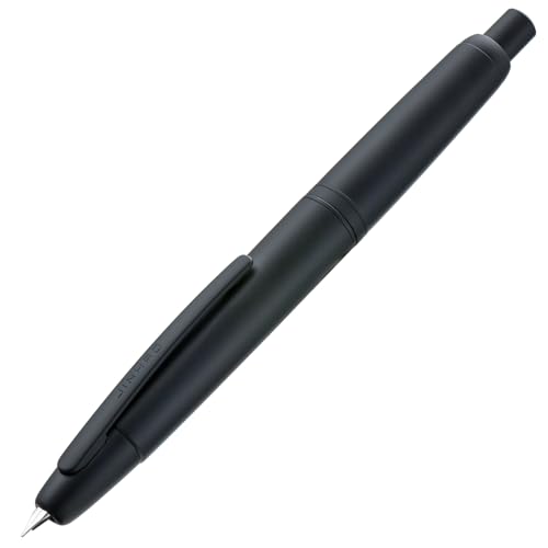 Jinhao 10 Capless Füllfederhalter mit Box, Mattschwarze einziehbare feine Feder mit Konverter-Set (Schwarzer Clip) von Wikult