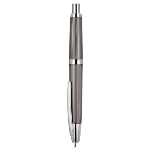 Jinhao 10 Capless Füllfederhalter mit Box, Gebürstet Mattgrau einziehbare feine Feder mit Konverter-Set (Silber Clip) von Wikult