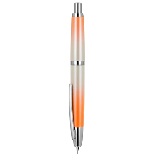 Jinhao 10 Press Füllfederhalter mit Box, Farbverlauf Hellorange einziehbare extra feine Feder mit Tintenkonverter-Set (Silber Clip) von Wikult