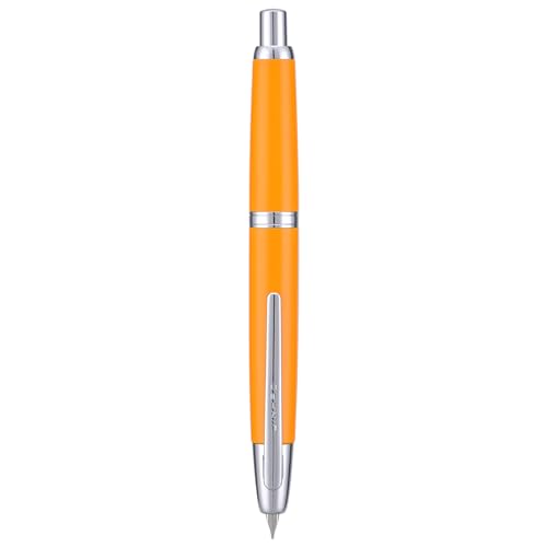 Jinhao 10 Press Füllfederhalter mit Box, Orange einziehbare extra feine Feder mit Tintenkonverter-Set (Silber Clip) von Wikult