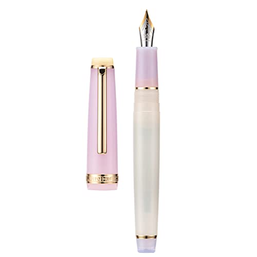 Jinhao 82 Acryl-Füllfederhalter, Iridium, extra feine Spitze mit Tintenkonverter, Macaron Peach Pink Kontrastfarbe, klassisches Design, glatter Schreibstift (goldener Rand) von Wikult