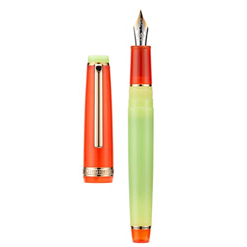 Jinhao 82 Acryl-Füllfederhalter, Iridium extra feine Feder mit Tintenkonverter, Morandi Orange Rot Kontrastfarbe Klassisches Design Glattes Schreiben Stift (Goldrand) von Wikult