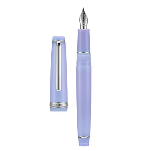 Jinhao 82 Acryl Füllfederhalter Iridium Mittlere Feder mit Tintenkonverter Transparent Lila Klassisches Design Glattes Schreiben Stift (Silberner Rand) von Wikult