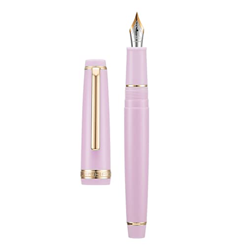 Jinhao 82 Rosa Acryl Füllfederhalter, Iridium Feine Spitze Klassisches Design Glatter Schreibstift mit Tintenkonverter (Goldrand) von Wikult