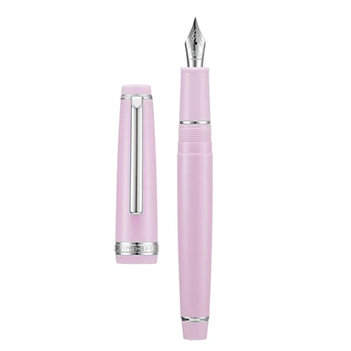 Jinhao 82 Rosa Acryl Füllfederhalter, Iridium Mittlere Spitze Klassisches Design Glatter Schreibstift mit Tintenkonverter (Silberrand) von Wikult