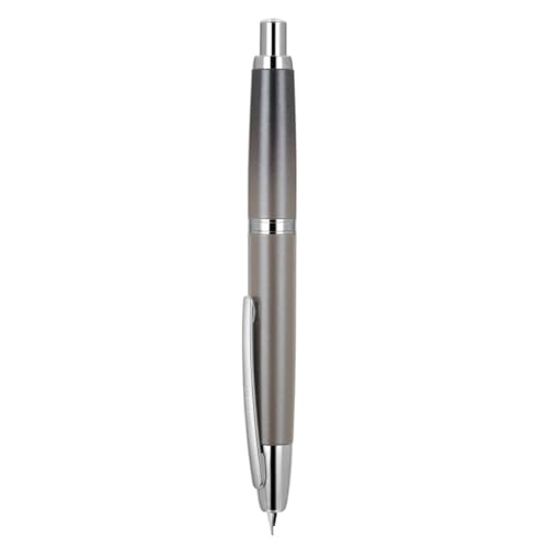 Jinhao 10 Press Füllfederhalter mit Box, Farbverlauf Grau einziehbare, extra feine Feder mit Tintenkonverter-Set (Silber Clip) von Wikult