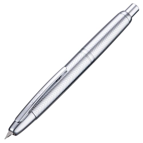 Jinhao 10 Capless Füllfederhalter mit Box, Gewellte Helle Chrom einziehbare feine Feder mit Konverter-Set (Silber Clip) von Wikult