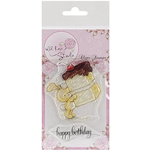 Wild Rose Studio Clear Stamp, Häschen mit Kuchen von Wild Rose Studio