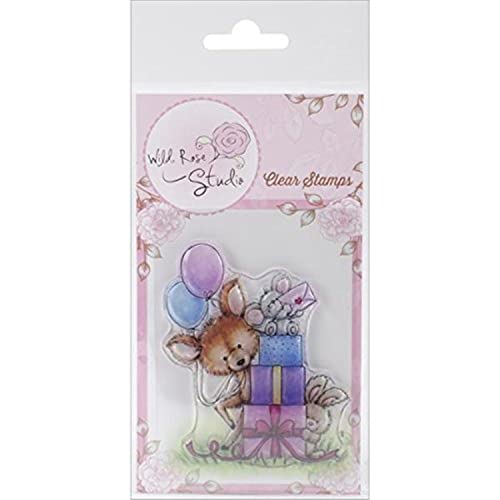 Wild Rose Studio Transparenter Stempelbogen, 8,9 x 7,6 cm, Maus auf Geschenken von Wild Rose Studio