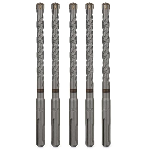 SDS Plus Bits (0,95 cm x 15,2 cm), 5-teiliges Bohrer-Set, Kreuz-Hartmetallspitzen für Beton, Ziegel, Zementwände, Stein von WildBossy