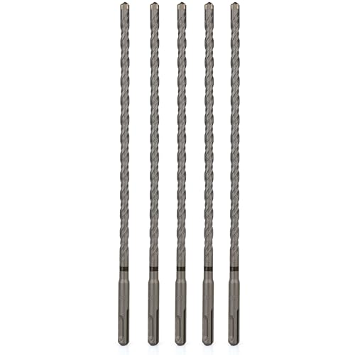 SDS Plus Bits (0,95 x 30,5 cm), 5-teiliges Bohrer-Set, Kreuz-Hartmetallspitzen für Beton, Ziegel, Zementwände, Stein von WildBossy