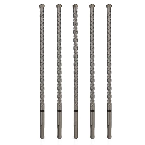 SDS Plus Bits (1,27 x 30,5 cm), 5-teiliges Bohrer-Set, Kreuz-Hartmetallspitzen für Beton, Ziegel, Zementwände, Stein von WildBossy