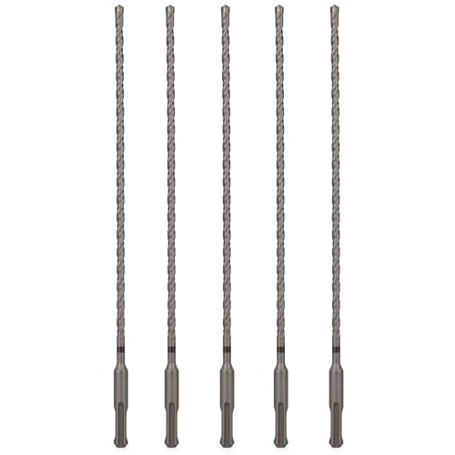 SDS Plus Bits (1/4 Zoll x 30,5 cm), 5-teiliges Bohrer-Set, Kreuz-Hartmetallspitzen für Beton, Ziegel, Zementwände, Stein von WildBossy