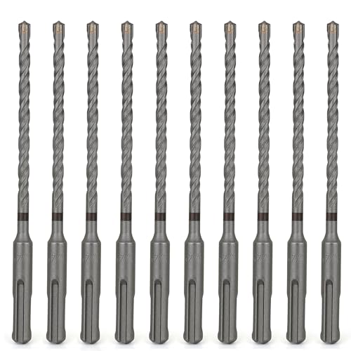 SDS Plus Bits (1/4 Zoll x 6 Zoll), 10-teiliges Bohrer-Set, Kreuz-Hartmetallspitzen für Beton, Ziegel, Zementwände, Stein von WildBossy