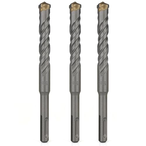 SDS Plus Bits (1,6 x 15,2 cm), 3-teiliges Bohrer-Set, Kreuz-Hartmetallspitzen für Beton, Ziegel, Zementwände, Stein von WildBossy