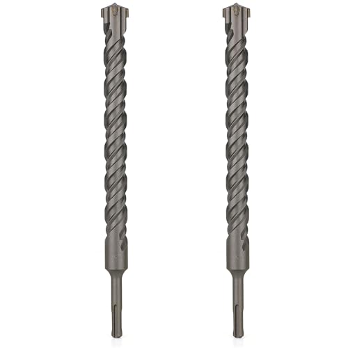 SDS Plus Bits (2,5 x 30,5 cm) – 2-teiliges Bohrer-Set, Kreuz-Hartmetallspitzen für Beton, Ziegel, Zementwände, Stein von WildBossy