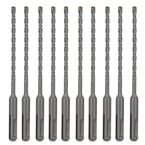 SDS Plus Bits (3/16 Zoll x 15,2 cm), 10-teiliges Bohrer-Set, Kreuz-Hartmetallspitzen für Beton, Ziegel, Zementwände, Stein von WildBossy