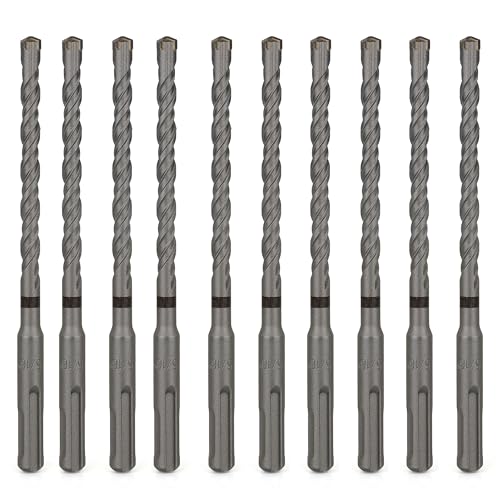 SDS Plus Bits (5/16 Zoll x 6 Zoll), 10-teiliges Bohrer-Set, Kreuz-Hartmetallspitzen für Beton, Ziegel, Zementwände, Stein von WildBossy