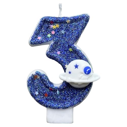 Birthday Cake Number Candles - Space Theme Party Decoration | Numbered Cake Topper Candles for Kids, Adults, Friends, Family, Galaxy Party Supplies, Fun Outer Space Cake Décor for Boys Girls von WildHarmony