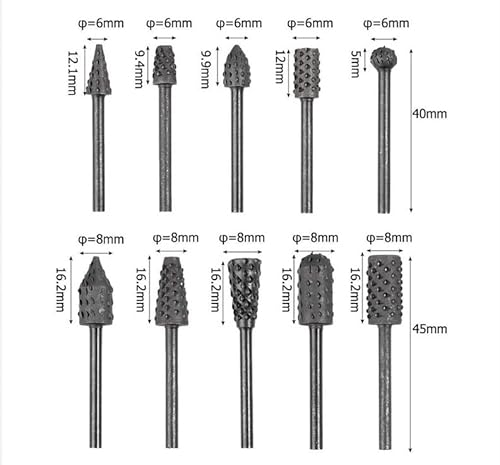 10 stücke 3mm Schaft Drehgrat Raspel Set Kohlenstoffstahl Holzschnitzfeile Bohrer Mini Runde Grat Holzschnitzfeile Raspel Elektrowerkzeug von Wildeep