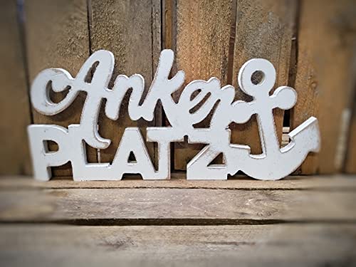 Shabby Whiteline Schriftzug Ankerplatz, ca. 36x1x16 cm, aus MDF von Wilhahn