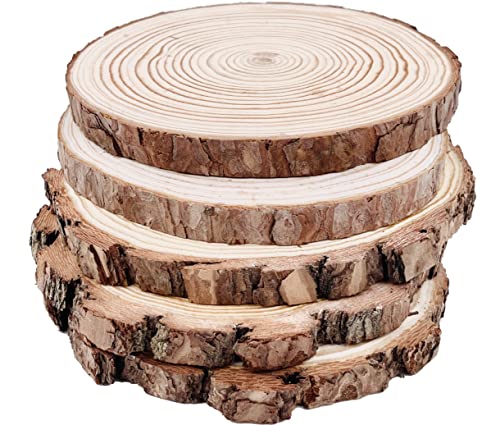 Holzscheiben 5 Stücke Holz Log Scheiben 18-20cm Unvollendete Holzkreise Ungebohrte Holzkreise ohne Loch für DIY Handwerk Holz-Scheiben Hochzeit Mittelstücke Weihnachten Dekoration Baumscheibe von William Craft