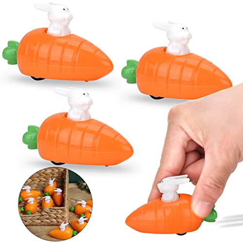 Willingood 4er Pack Aufziehbare Hasen mit Karotte Set, Lustig Aufziehbare Osterhasen Aufziehspielzeug Spielzeugauto Aufzugsauto Fahrende Hasen, Party Mitgebsel Ostergeschenke für Kinder ab 2 Jahren von Willingood