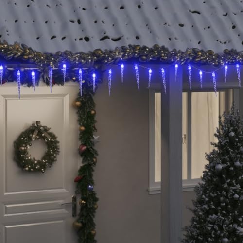 Willood LED Eiszapfen Lichterkette Eiszapfen-Lichterkette Wasserdicht für Weihnachten Garten Außendeko 200 LEDs Blau 20 m Acryl PVC von Willood