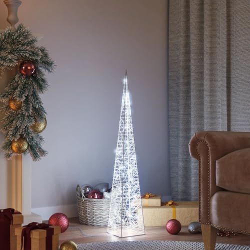 Willood LED Light Barrel Acrylic Decoration Christmas Lighting Pyramid Backlight Barrel Kaltweiß 90 cm Mit Batterie von Willood