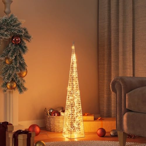 Willood LED Light Barrel Acrylic Decoration Christmas Lighting Pyramid Backlight Barrel Warmweiß 90 cm Mit Batterie von Willood