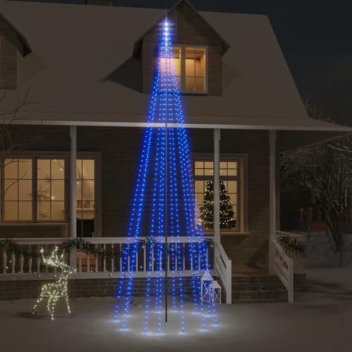 Willood LED-Weihnachtsbaum für Fahnenmast Blau 732 LEDs Tannenbaum Lichterbaum Weihnachtsdeko Beleuchtung Außen Beleuchtet Lichterkette 500 cm von Willood