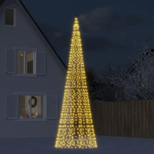 Willood LED-Weihnachtsbaum für Fahnenmast Lichterkette Weihnachtsdekoration Außen LED Beleuchtung 1534 LEDs Warmweiß 500 cm von Willood