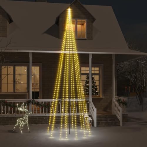 Willood LED-Weihnachtsbaum für Fahnenmast Warmweiß 732 LEDs Tannenbaum Lichterbaum Weihnachtsdeko Beleuchtung Außen Beleuchtet Lichterkette 500 cm von Willood