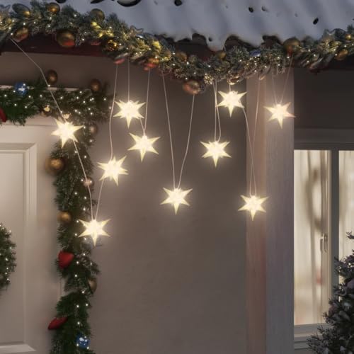 Willood LED-Weihnachtssterne 10 Stück Faltbare Feenlichter Stern Fensterlichter LED Lichterkette Weiß von Willood