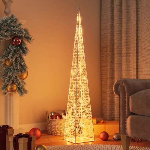 Willood Leuchtkegel Weihnachtsdekoration 60 LEDs Warmweiß 120cm Lichtkegel Pyramide Weihnachtsbeleuchtung Weihnachtsdeko Weihnachten Dekorationsleuchte Lichterkette Acryl von Willood