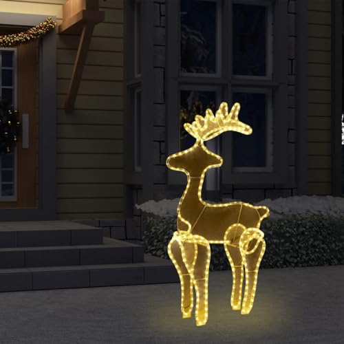 Willood Rentier Weihnachtsdekoration mit Mesh Weihnachtsdeko LED Rentier Beleuchtet Outdoor LED 306 LEDs 60x24x89 cm Warmweiß von Willood