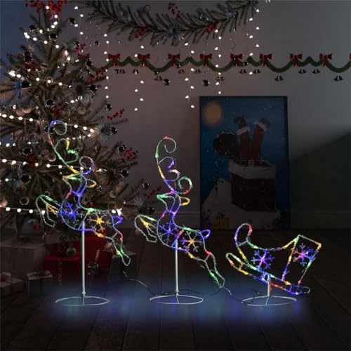 Willood Weihnachtsdeko LED Rentiere & Schlitten Acryl 260x21x87 cm Bunt von Willood