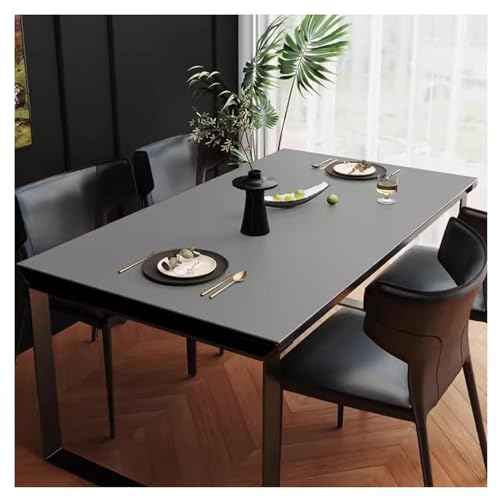 Esstischmatte Leder Wasserdichte Tischdecke Kunstleder Rutschfest Tischunterlage Esstisch Fleckabweisend Tischtuch Küche Tischdecke Outdoor Modern Tischauflage Großer Table Mat Pad(100×100cm,Dark Gray von Willove