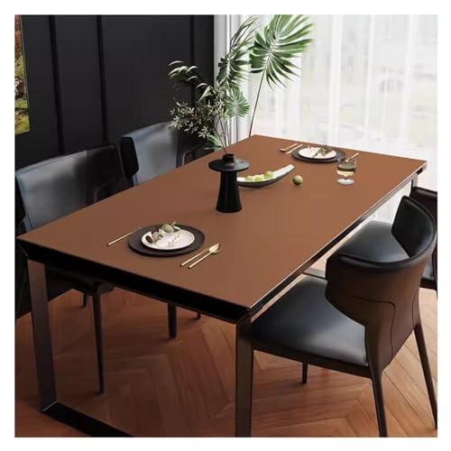 Esstischmatte Leder wasserdichte Tischdecke Kunstleder rutschfest Tischunterlage Esstisch Fleckabweisend Tischtuch Küche Tischdecke Outdoor Modern Tischauflage Großer Table Mat Pad(100×100cm,Brown) von Willove