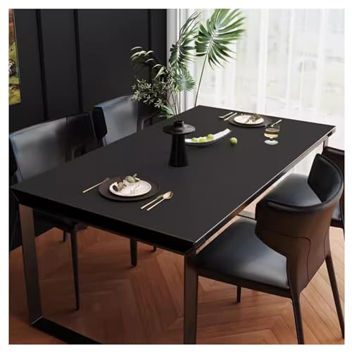 Esstischmatte Leder wasserdichte Tischdecke Kunstleder rutschfest Tischunterlage Esstisch Fleckabweisend Tischtuch Küche Tischdecke Outdoor Modern Tischauflage Großer Table Mat Pad(85×140cm,Black) von Willove